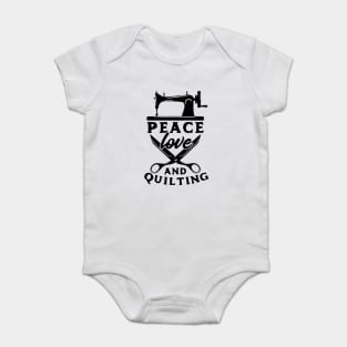 Peace Love And Quilting Black And White Shirt Mom Baby Bodysuit